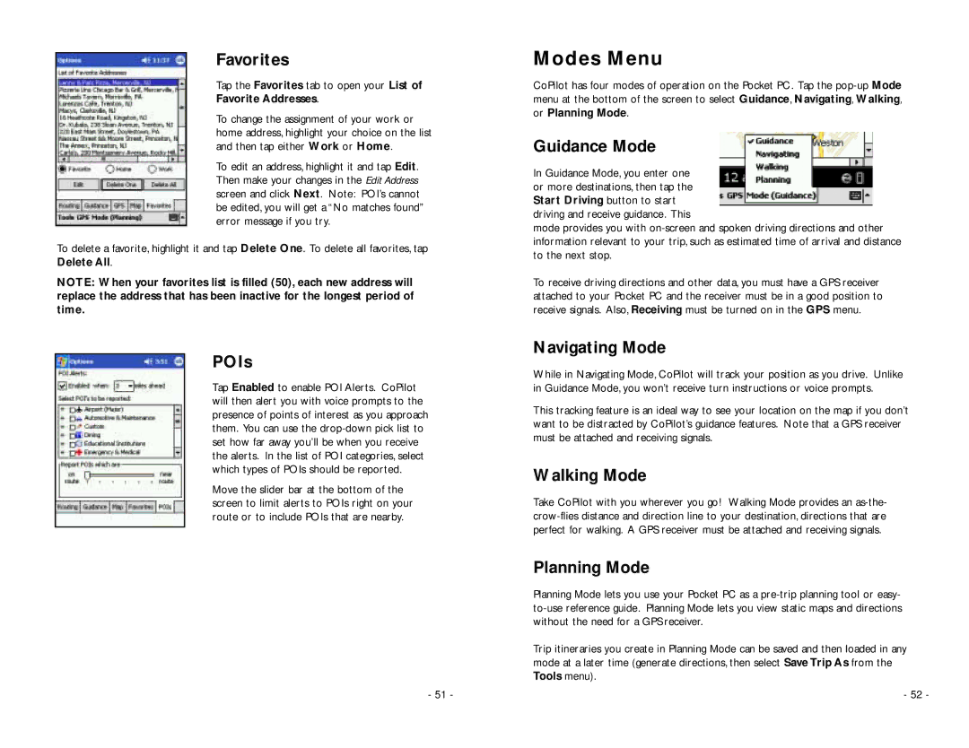 ALK Technologies PC5 manual Modes Menu 