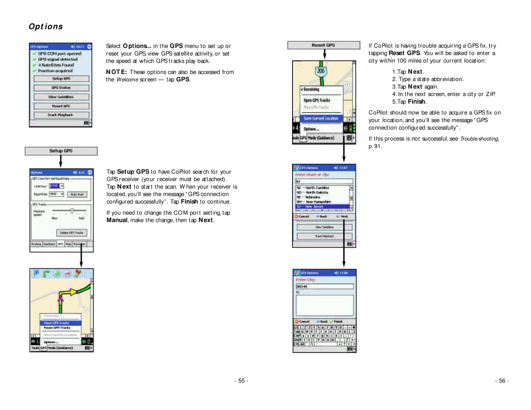 ALK Technologies PC5 manual Options, Tap Finish 