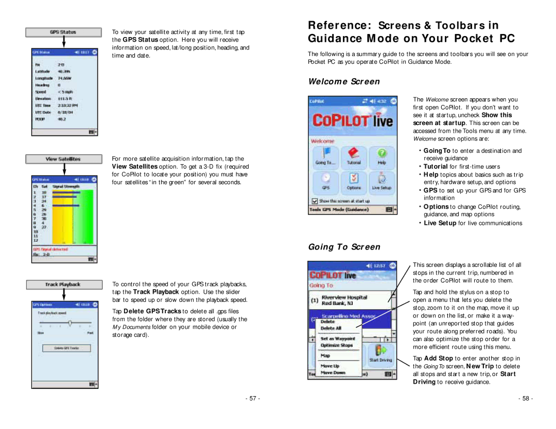 ALK Technologies PC5 manual Guidance Mode on Your Pocket PC, Welcome Screen, Going To Screen 