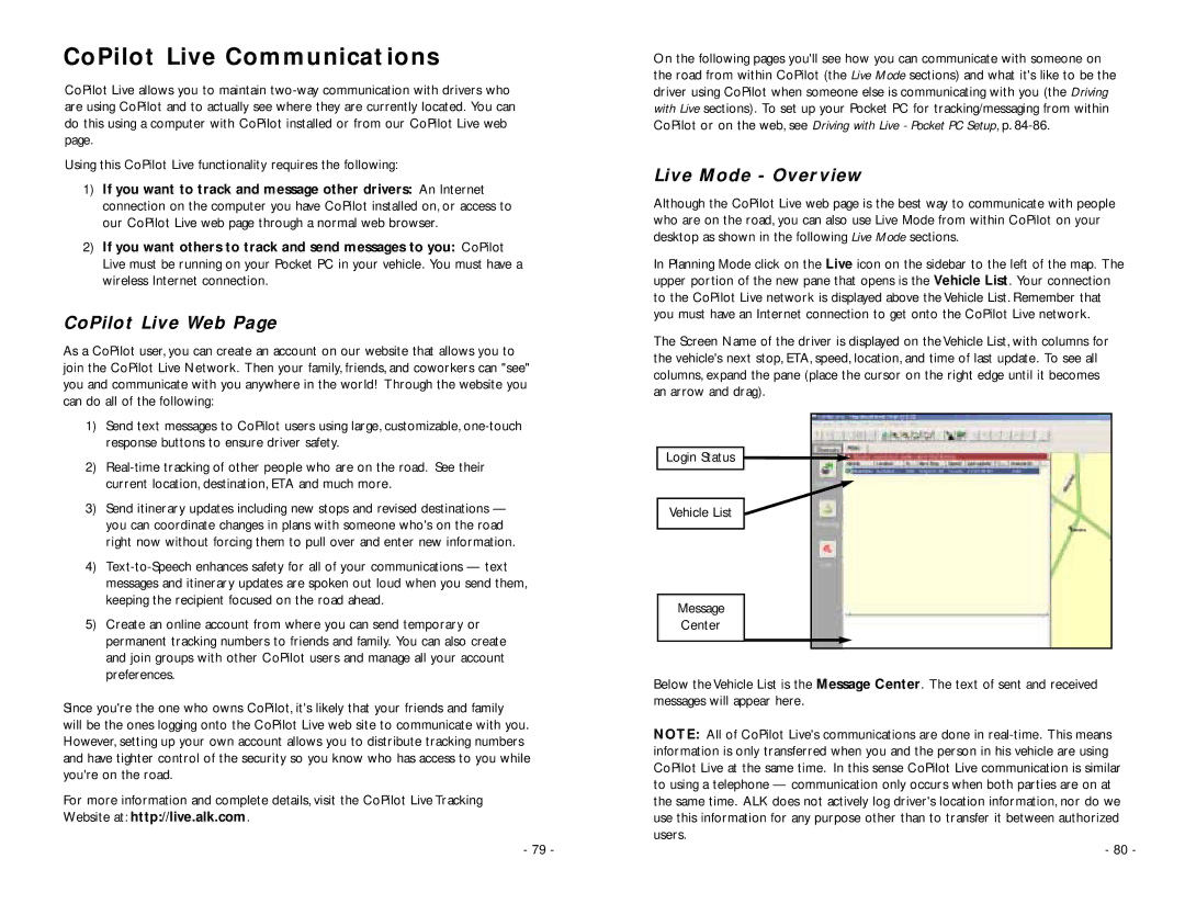 ALK Technologies PC5 manual CoPilot Live Communications, CoPilot Live Web, Live Mode Overview 