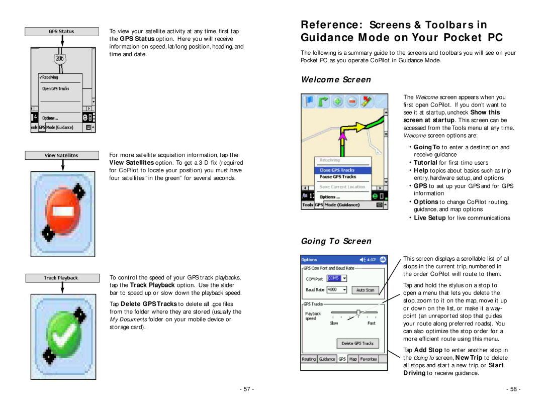 ALK Technologies Pocket PC 5 manual Guidance Mode on Your Pocket PC, Welcome Screen, Going To Screen 