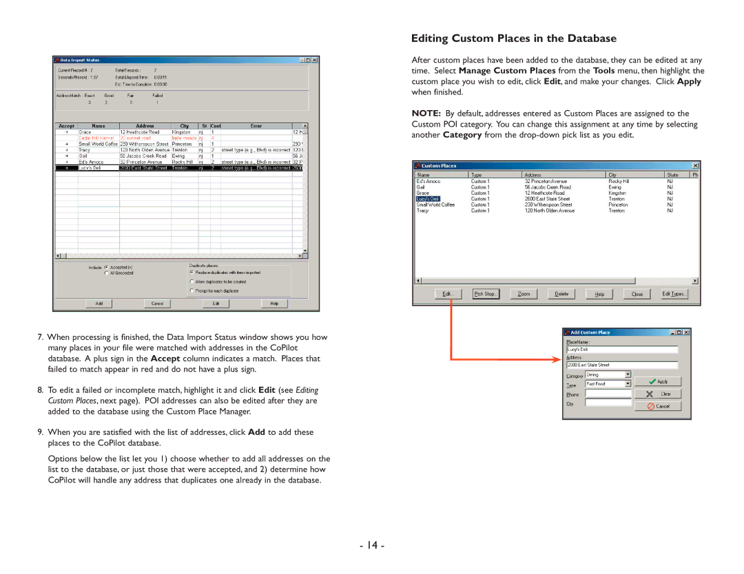 ALK Technologies Pocket PC 6 manual Editing Custom Places in the Database 