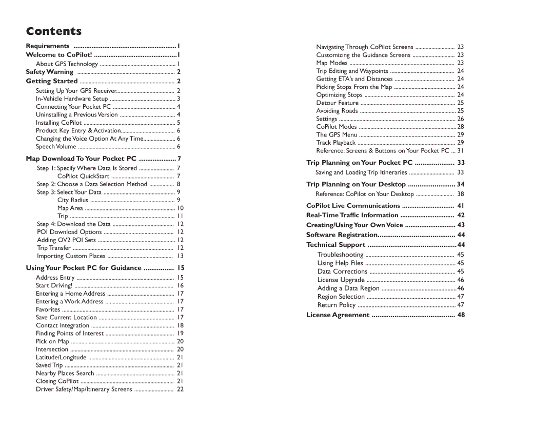 ALK Technologies Pocket PC 6 manual Contents 