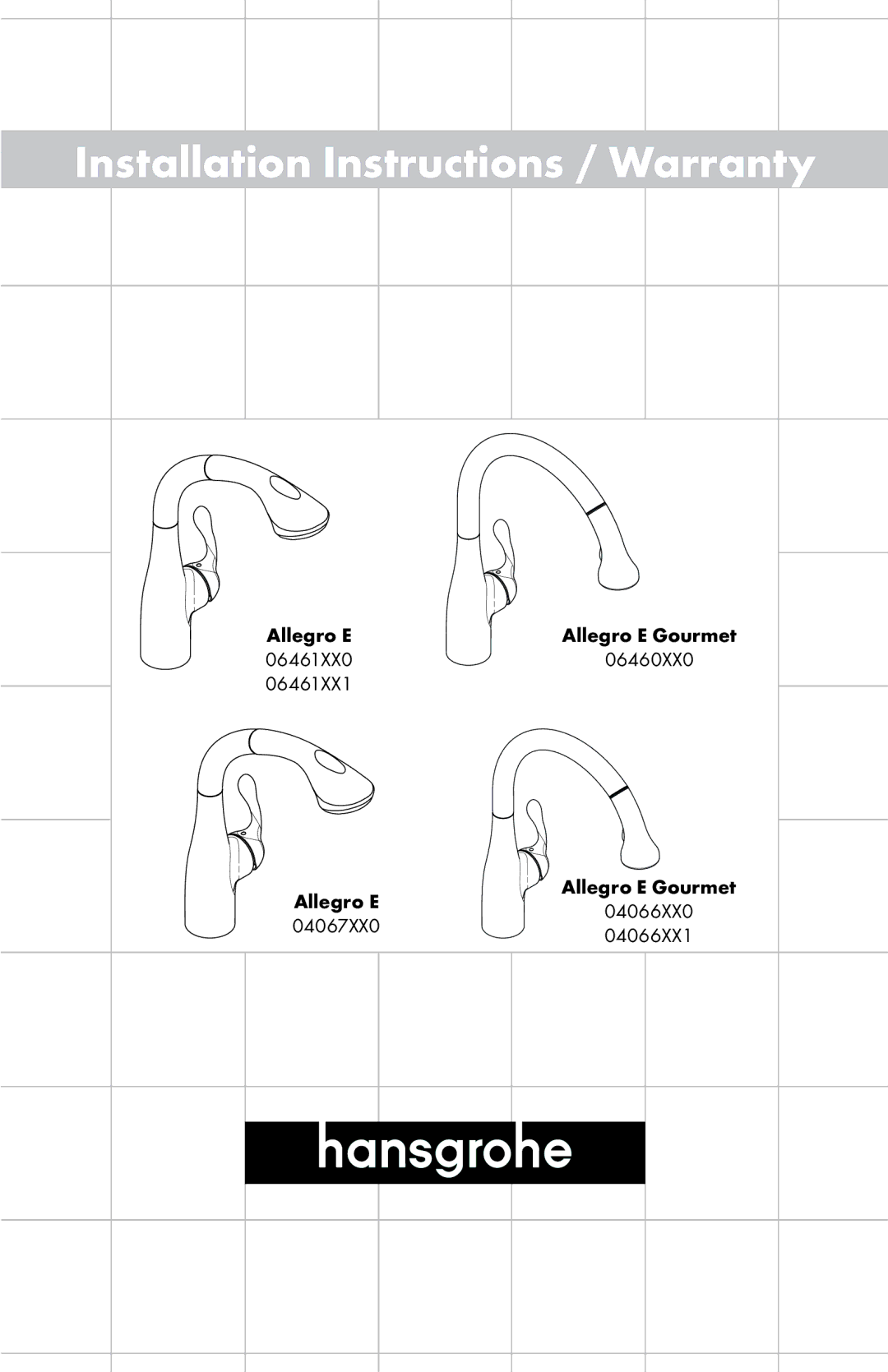 Allegro Industries 04066XX1, 04067XX0, 04066XX0, 06460XX0, 06461XX0, 06461XX1 manual Installation Instructions / Warranty 