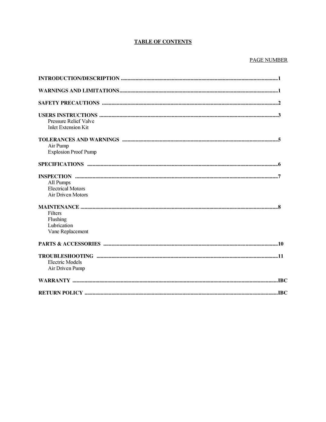 Allegro Industries 9806, 9832, 9821, 9833 Table of Contents, Number, Introduction/Description, Tolerances and Warnings, Ibc 