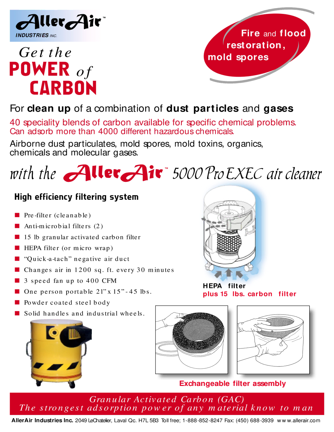 AllerAir 5000 Pro manual Carbon, Hepa filter 