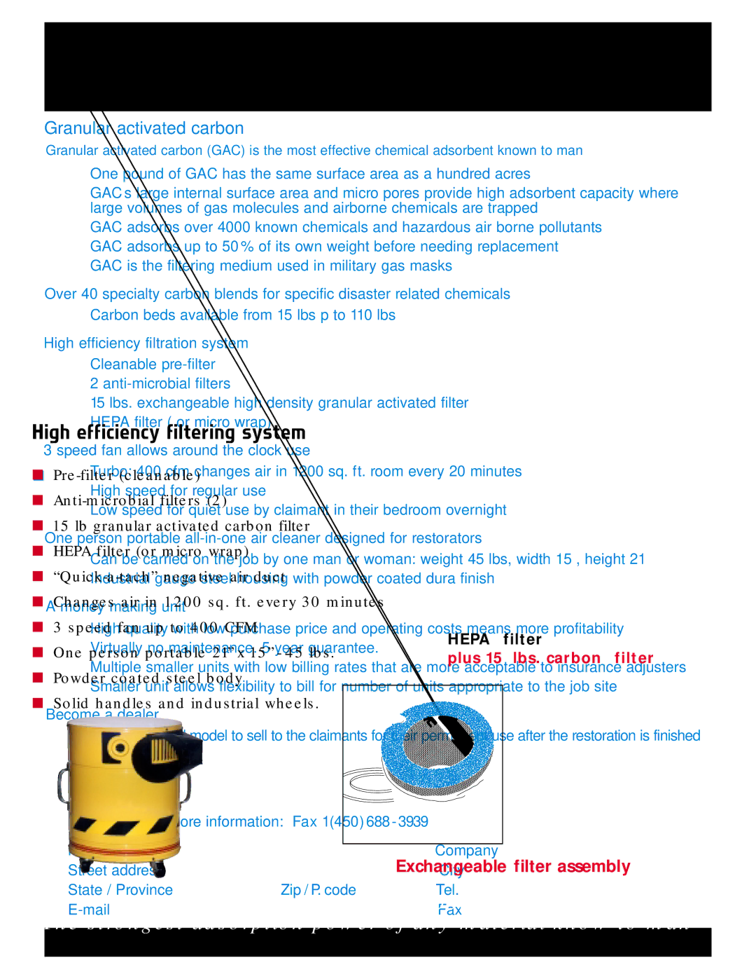 AllerAir 5000 Pro manual High efficiency filtration system, Speed fan allows around the clock use, Money making unit 