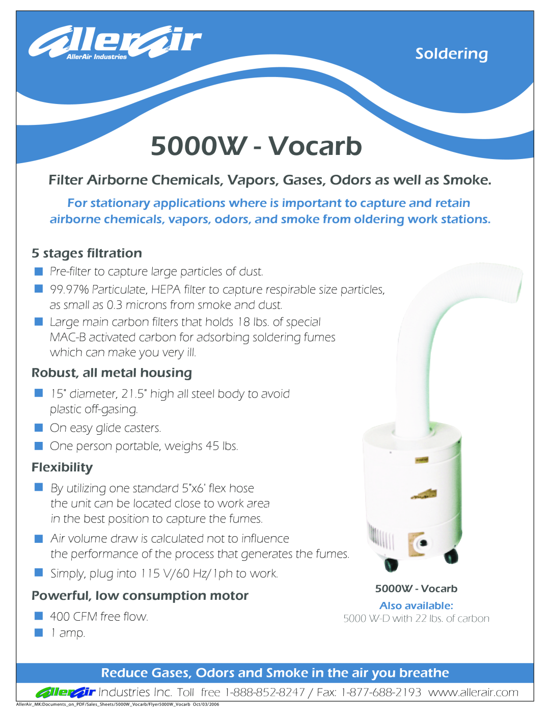AllerAir manual 5000W - Vocarb, Soldering, stages filtration, Robust, all metal housing, Flexibility 