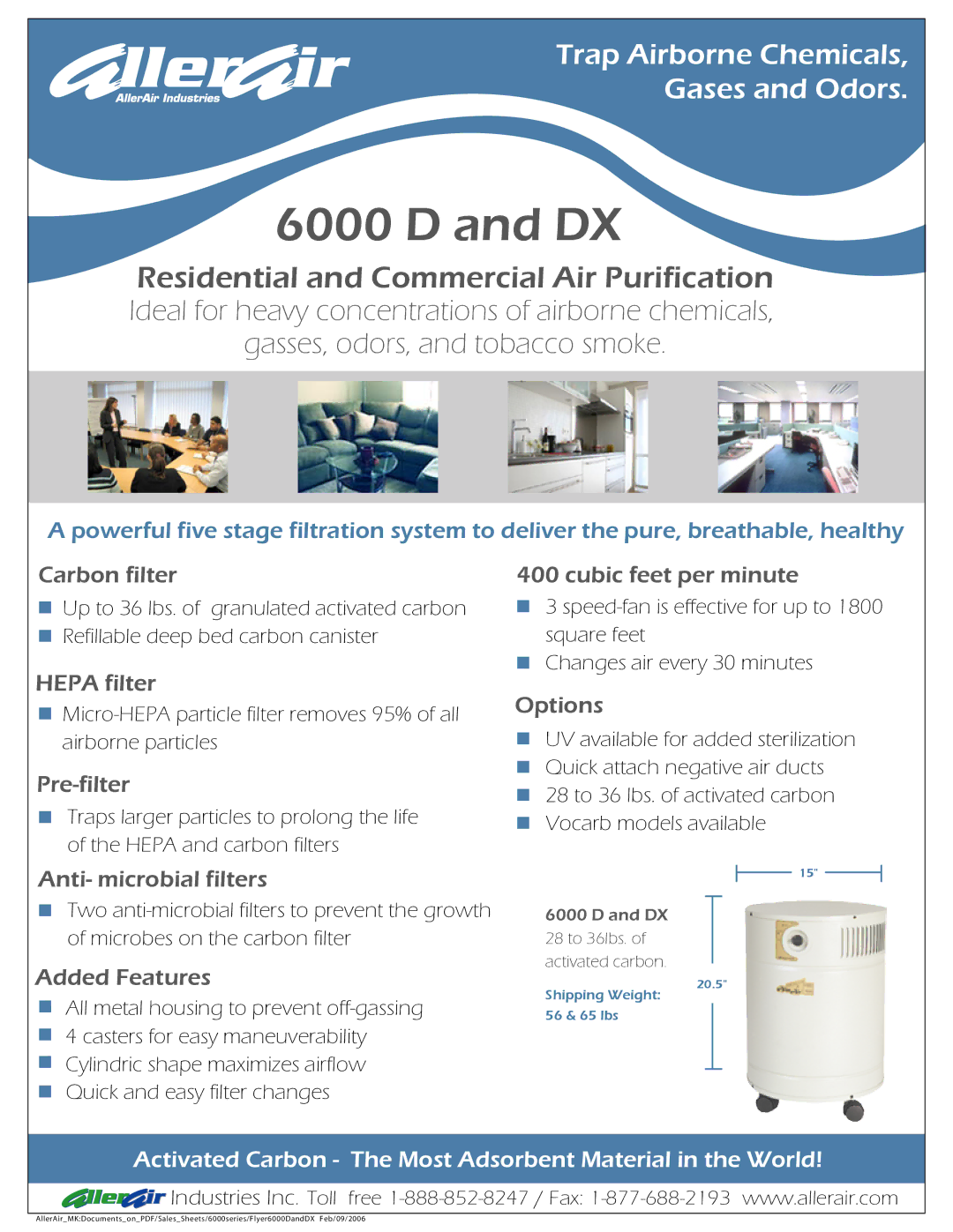 AllerAir 6000 D manual Residential and Commercial Air Purification 