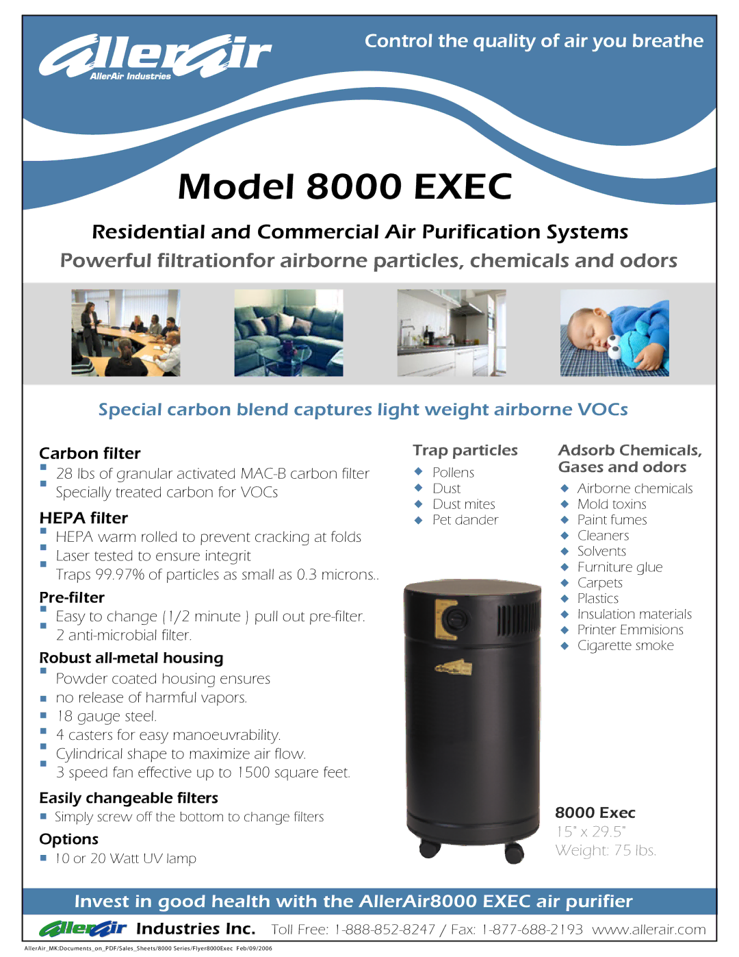 AllerAir manual Model 8000 Exec, Options 