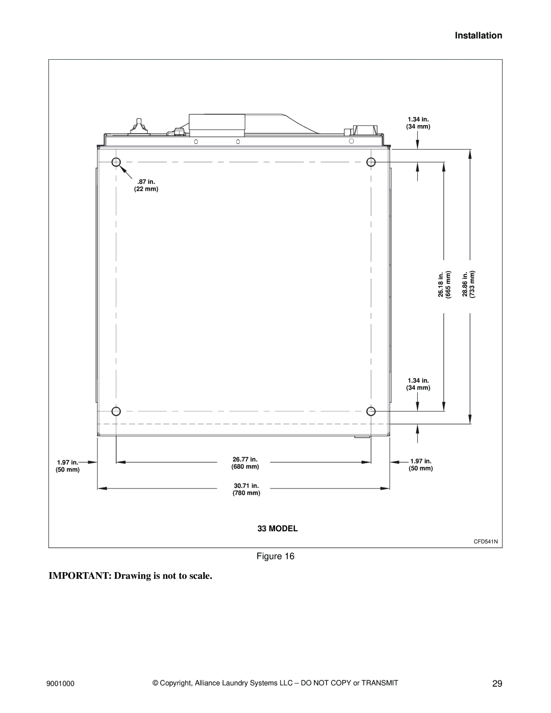 Alliance Laundry Systems 40, 75, 33, 100, 135, 165, 200, 55 manual 34 mm 22 mm 26.18 665 mm 26.77 50 mm 680 mm 30.71 780 mm 