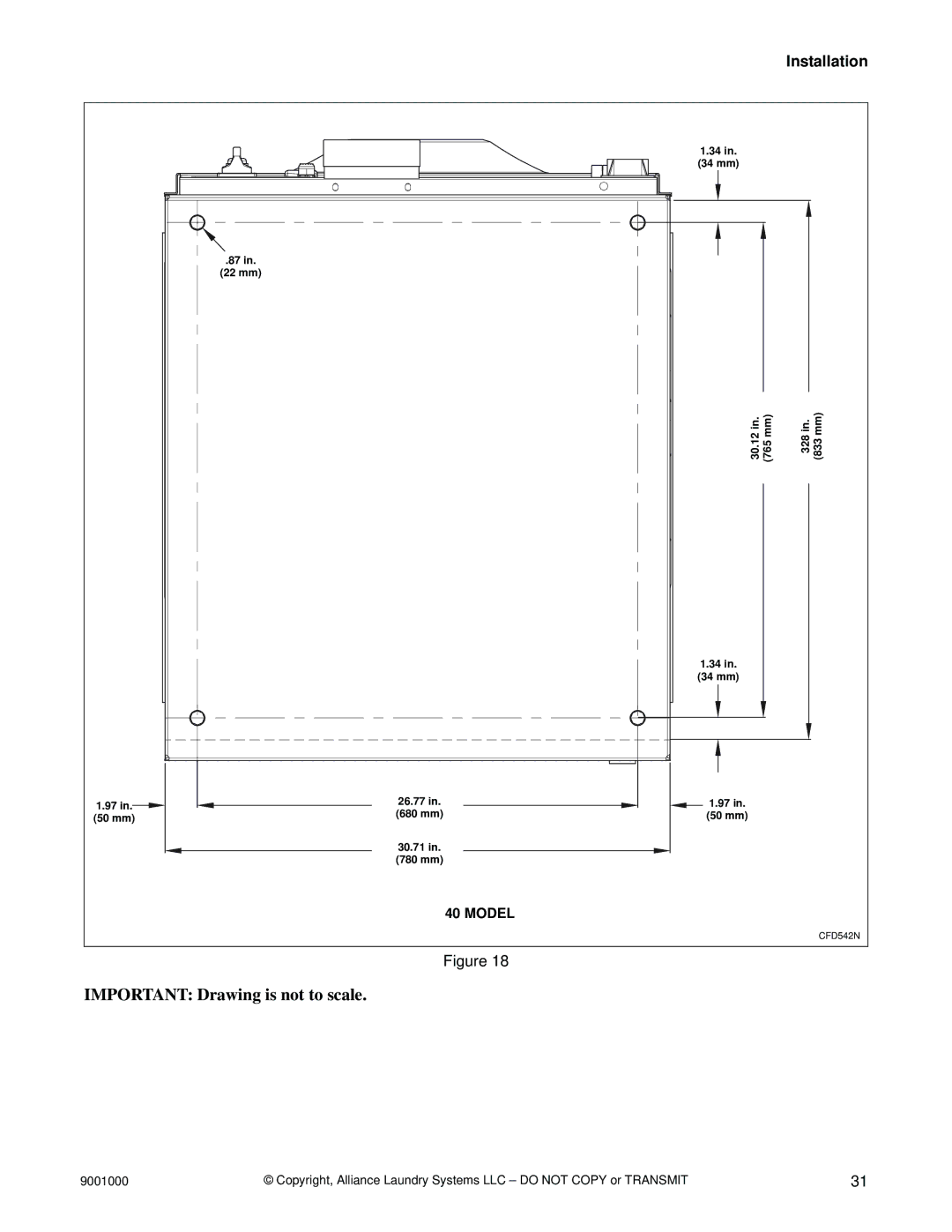 Alliance Laundry Systems 100, 75, 40, 33, 135, 165, 200, 18, 55 manual 34 mm 22 mm 30.12 765 mm 