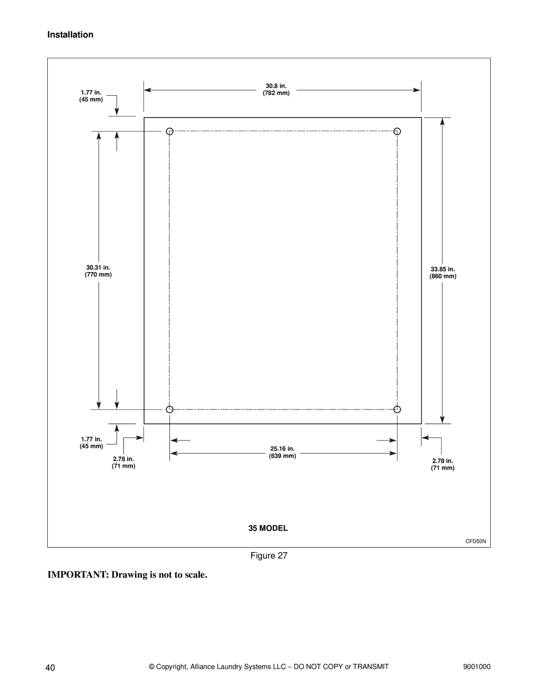 Alliance Laundry Systems 33, 75, 40, 100, 135, 165, 200, 18, 55 manual 782 mm 45 mm 