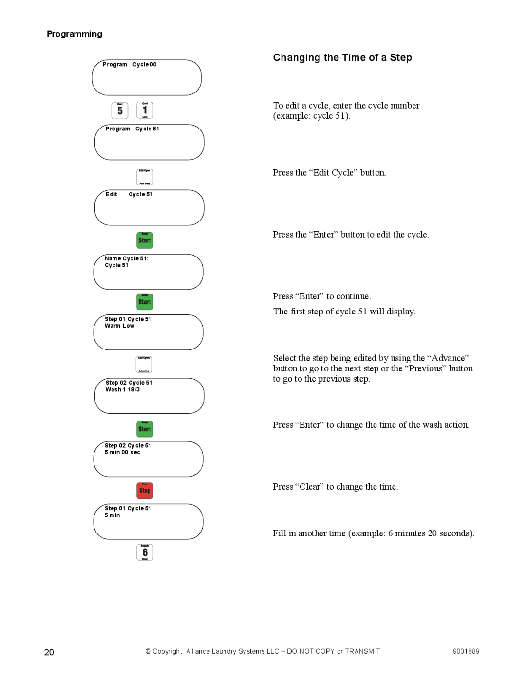 Alliance Laundry Systems 9001889R7 manual Changing the Time of a Step 