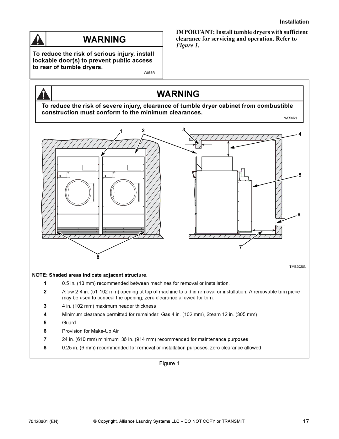 Alliance Laundry Systems 907003062 manual Installation 