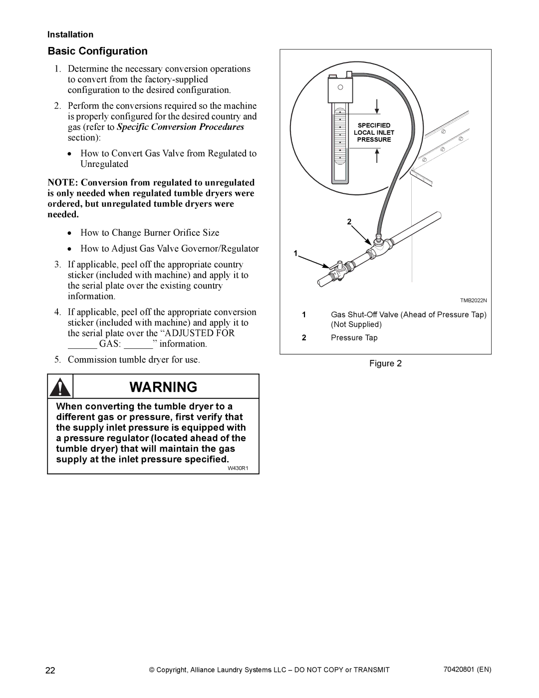 Alliance Laundry Systems 907003062 manual Basic Configuration 