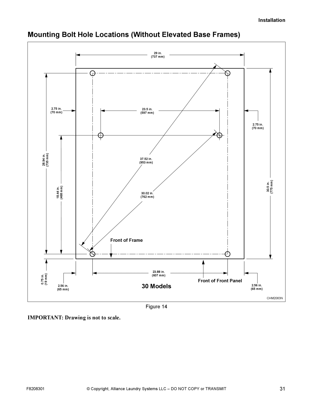 Alliance Laundry Systems CHM1772C manual Front of Frame 