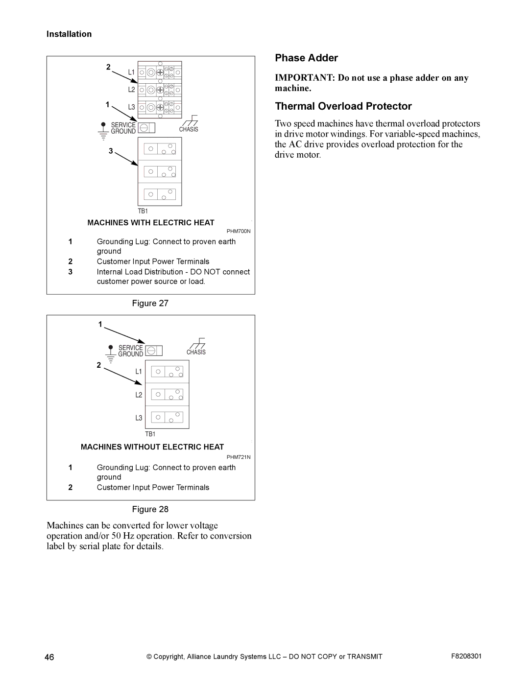 Alliance Laundry Systems CHM1772C manual Phase Adder, Thermal Overload Protector 