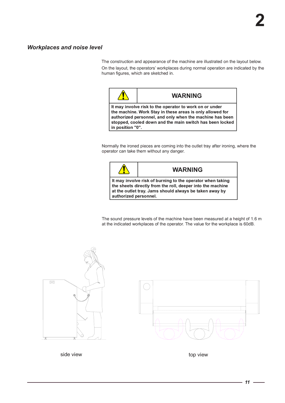 Alliance Laundry Systems CI 2050/325, CI 1650/325 instruction manual Workplaces and noise level 