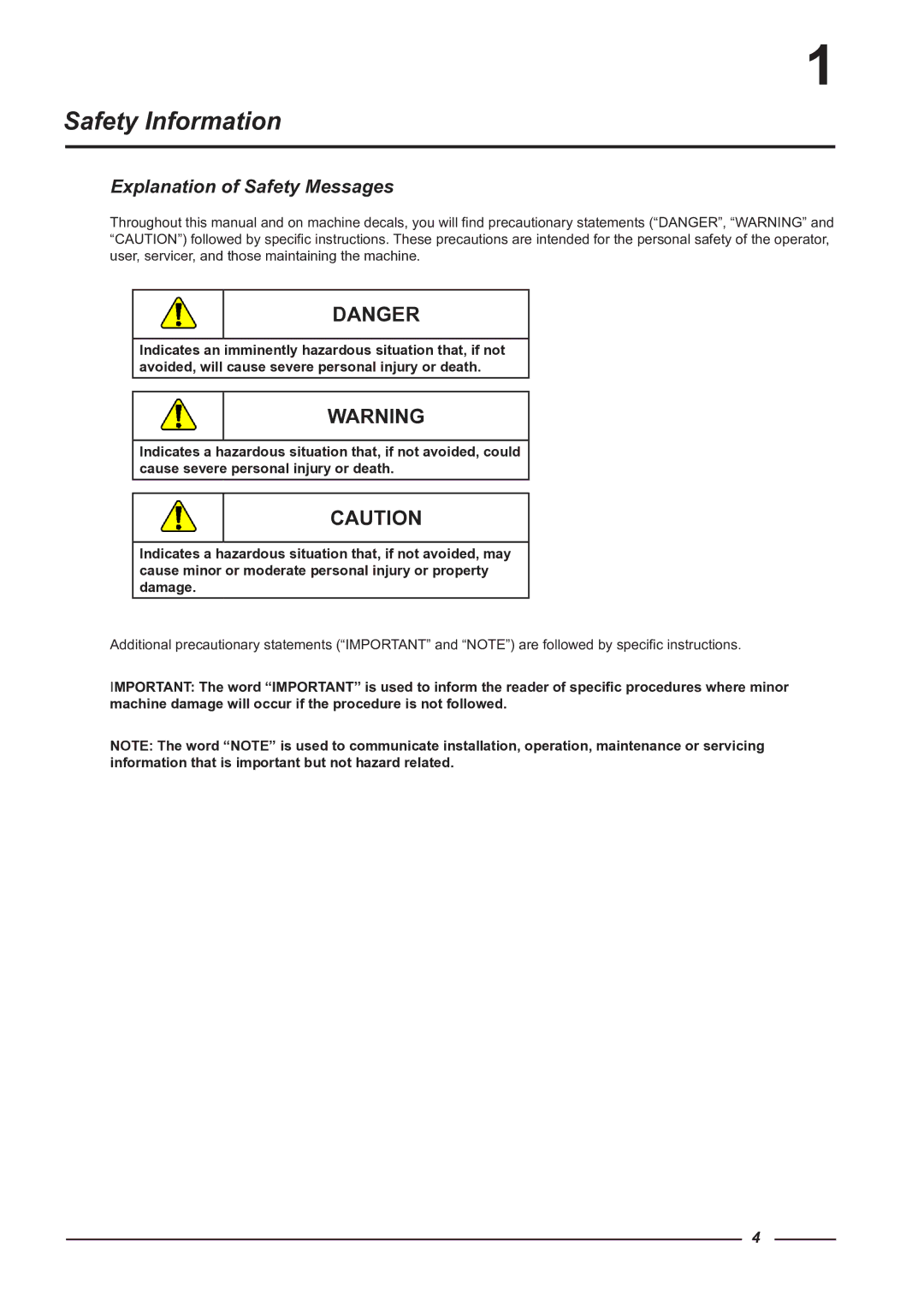 Alliance Laundry Systems CI 1650/325, CI 2050/325 instruction manual Safety Information, Explanation of Safety Messages 