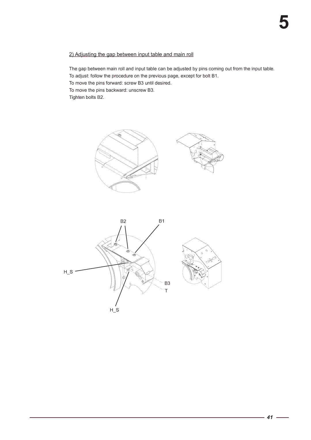 Alliance Laundry Systems CI 2050/325, CI 1650/325 instruction manual Adjusting the gap between input table and main roll 