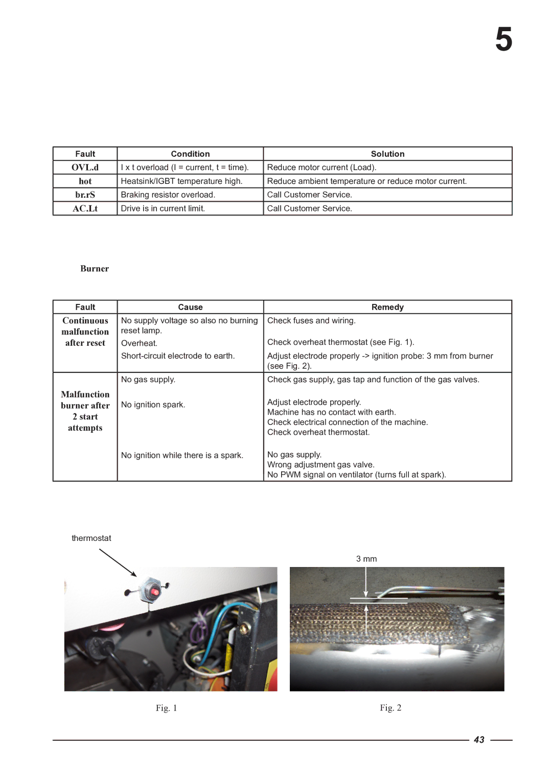 Alliance Laundry Systems CI 2050/325, CI 1650/325 instruction manual After reset, Fault Condition Solution 