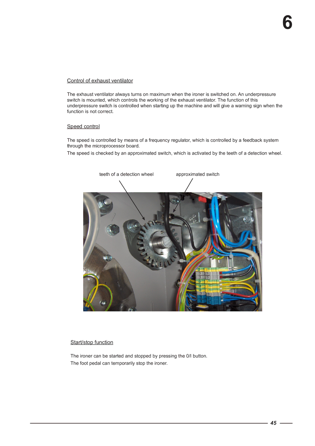 Alliance Laundry Systems CI 2050/325, CI 1650/325 Control of exhaust ventilator, Speed control, Start/stop function 