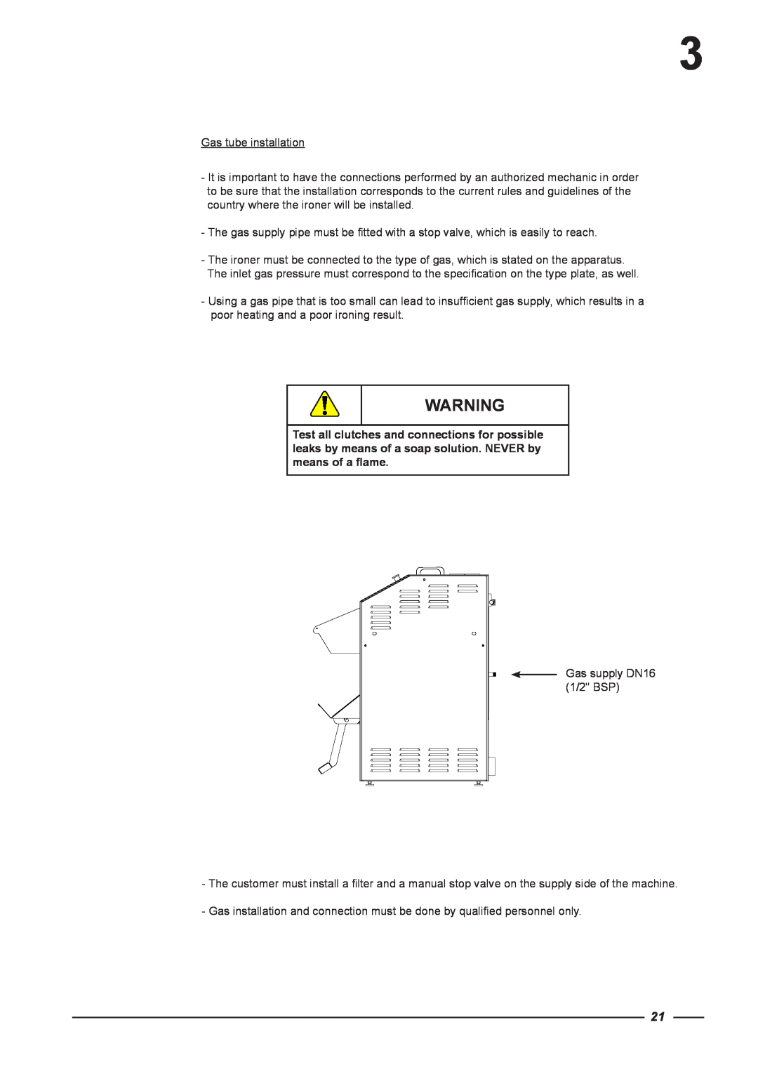 Alliance Laundry Systems CI 2050/325, CI 1650/325 instruction manual Gas tube installation 