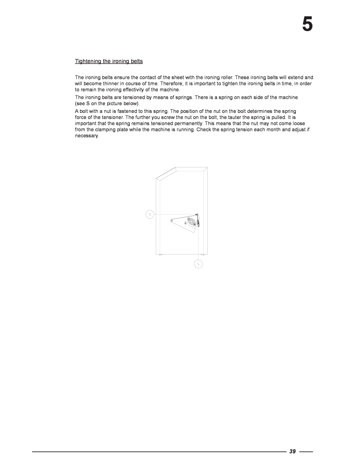 Alliance Laundry Systems CI 2050/325, CI 1650/325 instruction manual Tightening the ironing belts 