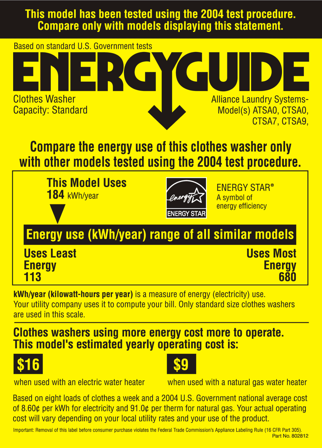 Alliance Laundry Systems CTSA7, CTSA9, CTSAO, ATSAO manual 