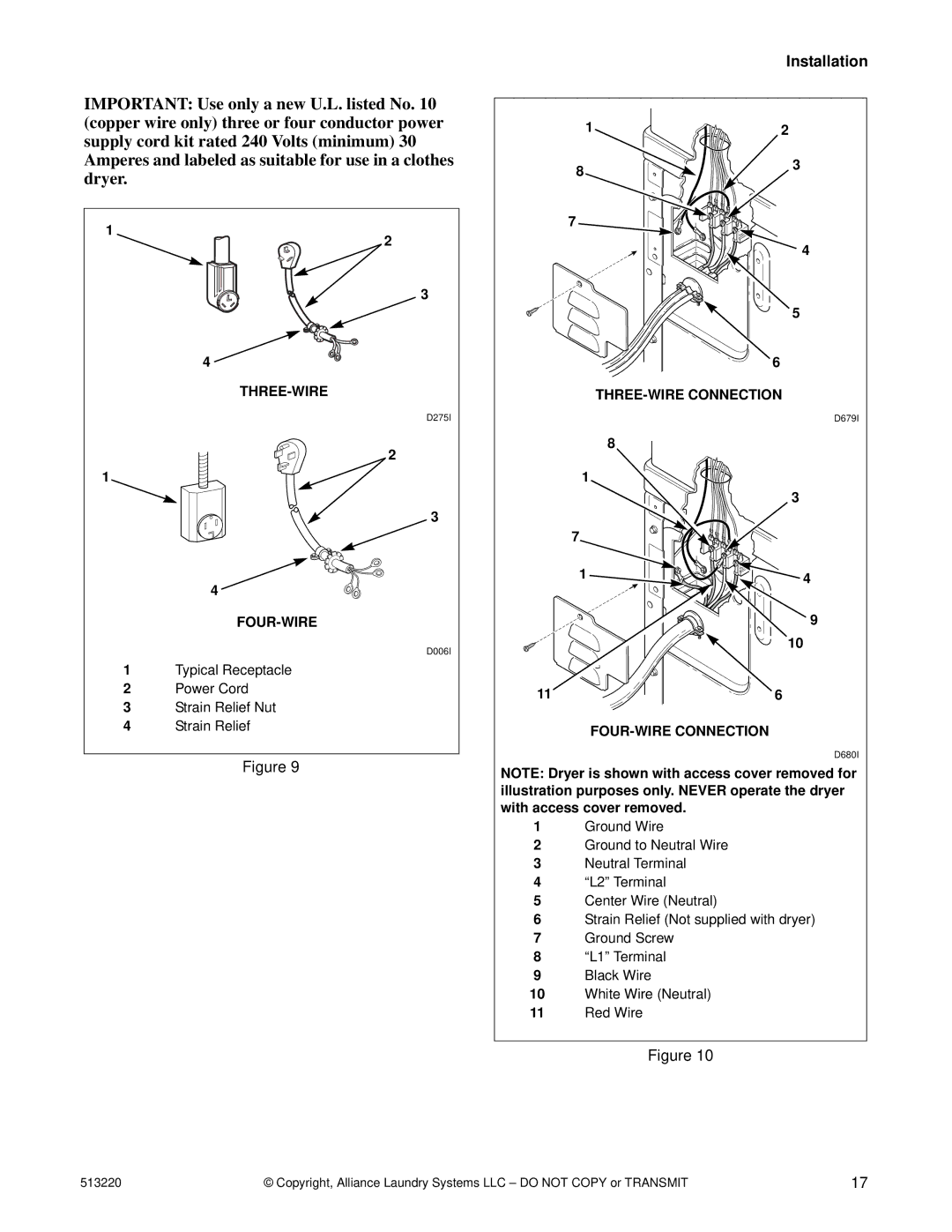 Alliance Laundry Systems DRY684C manual Three-Wire 