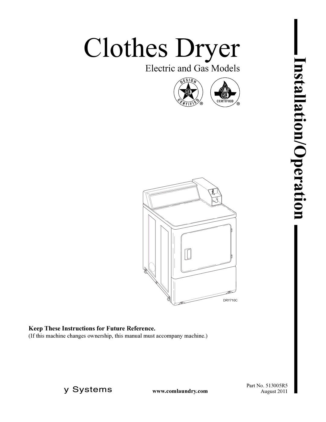 Alliance Laundry Systems DRY710C manual 