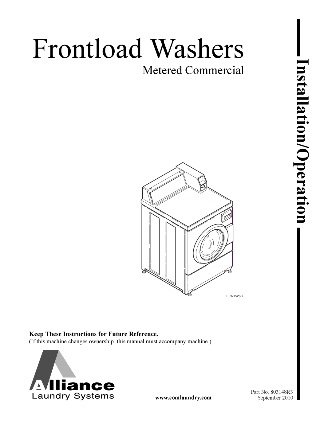 Alliance Laundry Systems FLW1526C manual Frontload Washers 