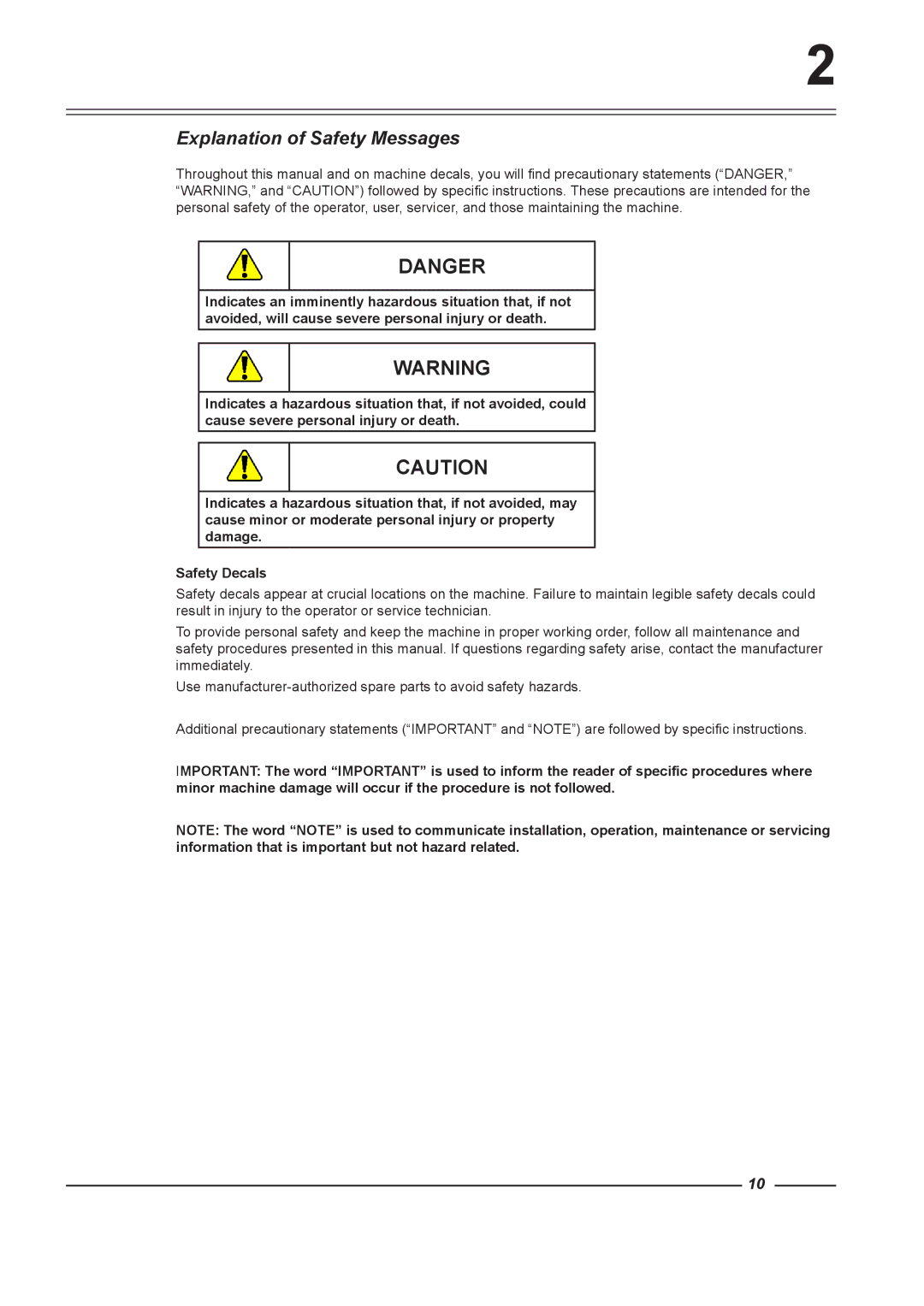 Alliance Laundry Systems HC100, HC65, HC165, HC75, HC135, HC60 instruction manual Explanation of Safety Messages 