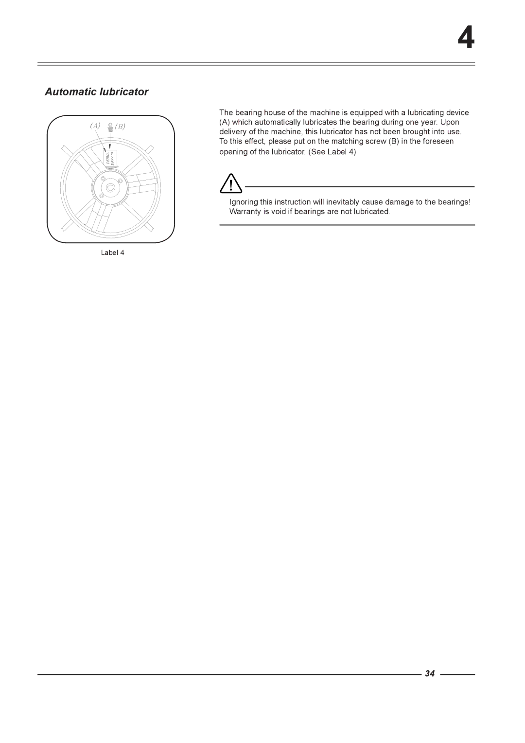 Alliance Laundry Systems HF455, HF900, HF575, HF730 instruction manual Automatic lubricator 