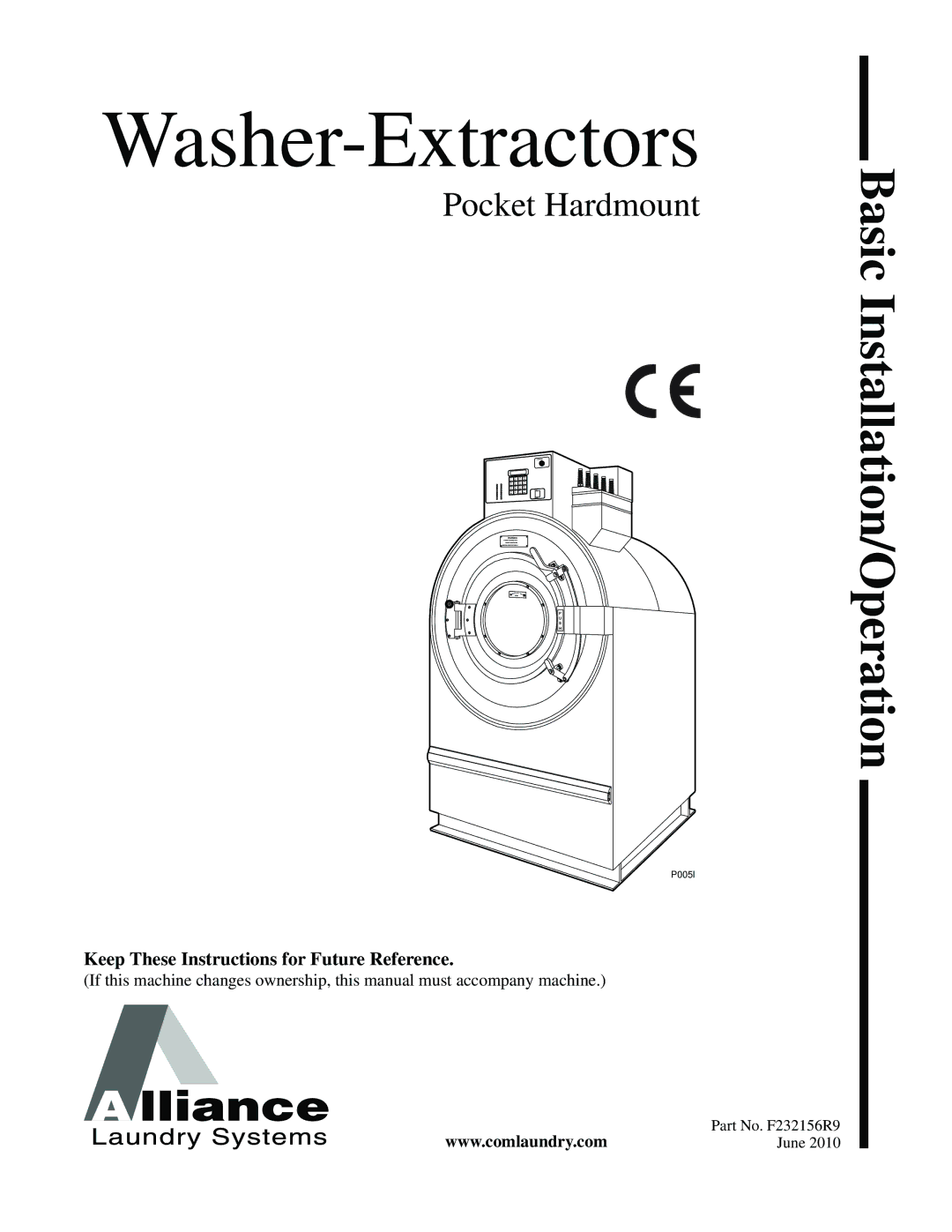 Alliance Laundry Systems P232156R9 manual Washer-Extractors 