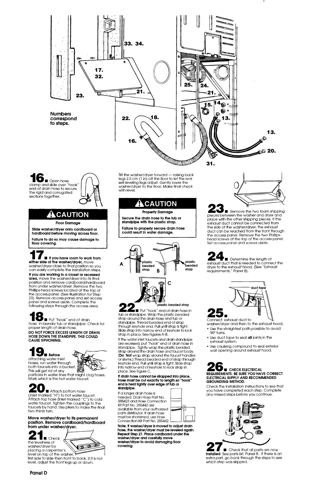 Alliance Laundry Systems Washer/Dryer installation instructions Panel D, Before 