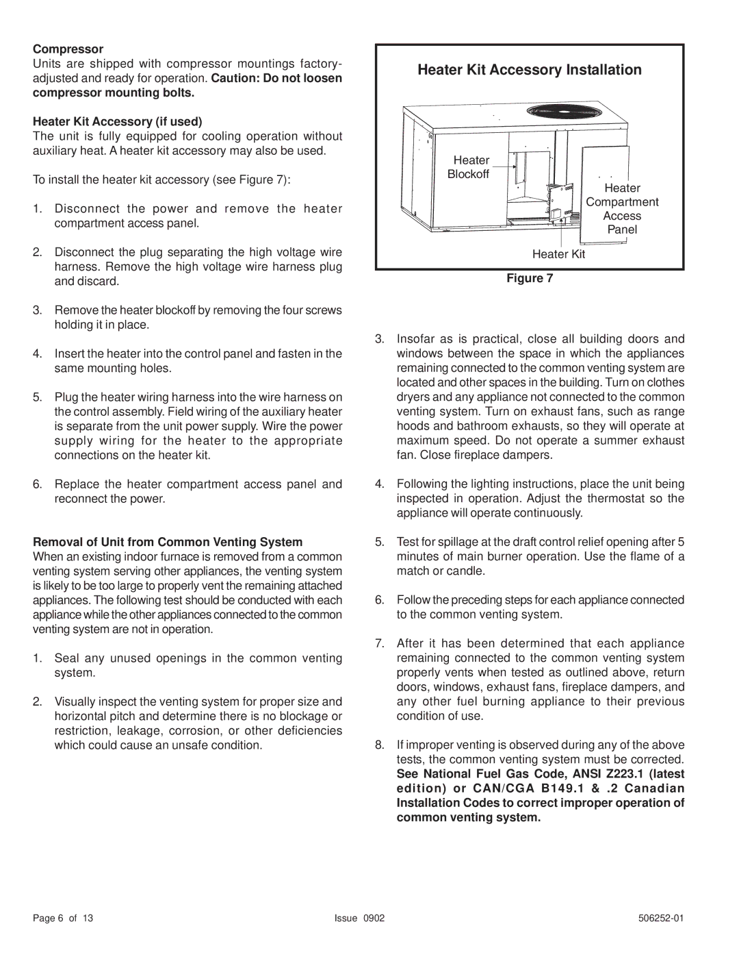 Allied Air Enterprises (2, 15), 4)PCE(13 warranty Heater Kit Accessory Installation, Compressor, Heater Kit Accessory if used 