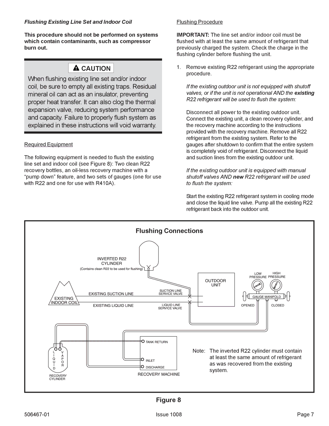 Allied Air Enterprises 4AC16LT manual Flushing Connections, Flushing Existing Line Set and Indoor Coil 