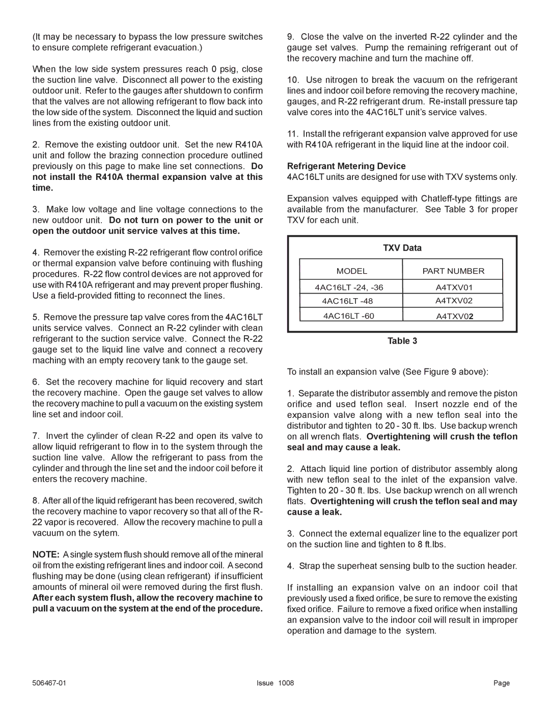 Allied Air Enterprises 4AC16LT manual Refrigerant Metering Device, TXV Data 