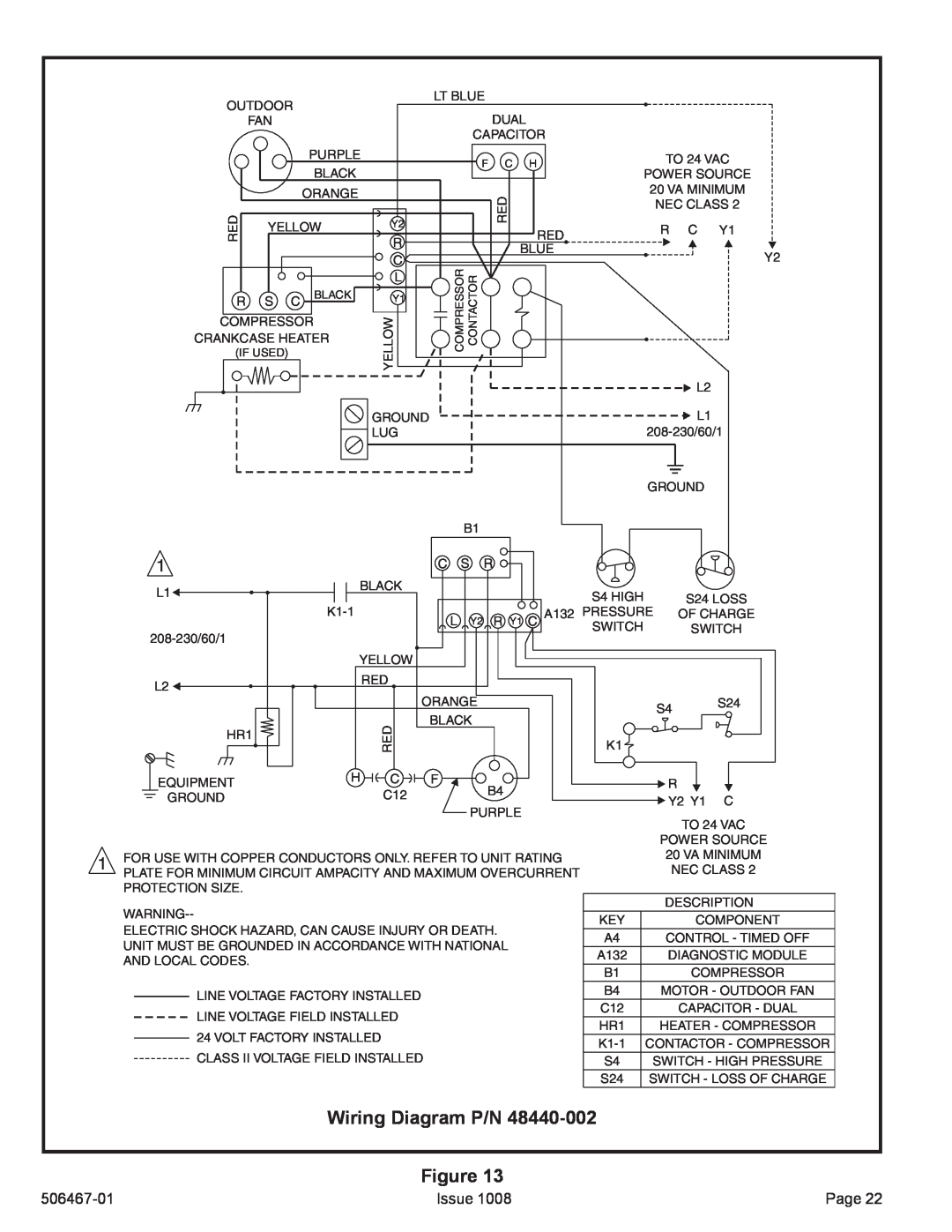 Allied Air Enterprises 4AC16LT manual Wiring Diagram P/N Figure 