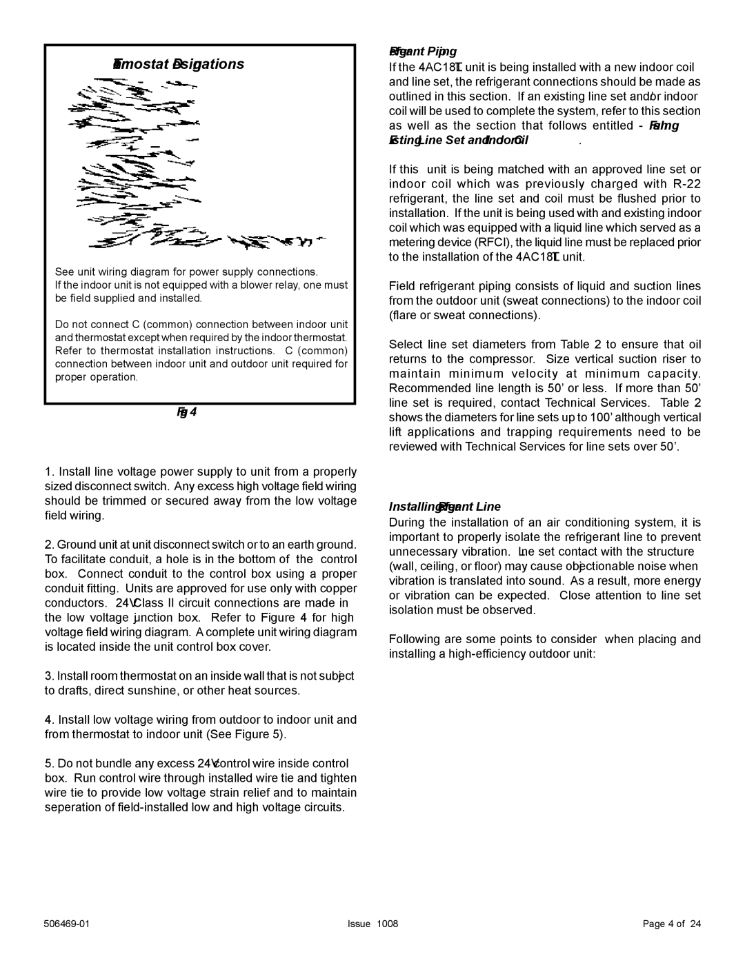 Allied Air Enterprises 4AC18LT manual Thermostat Designations, Refrigerant Piping, Installing Refrigerant Line 