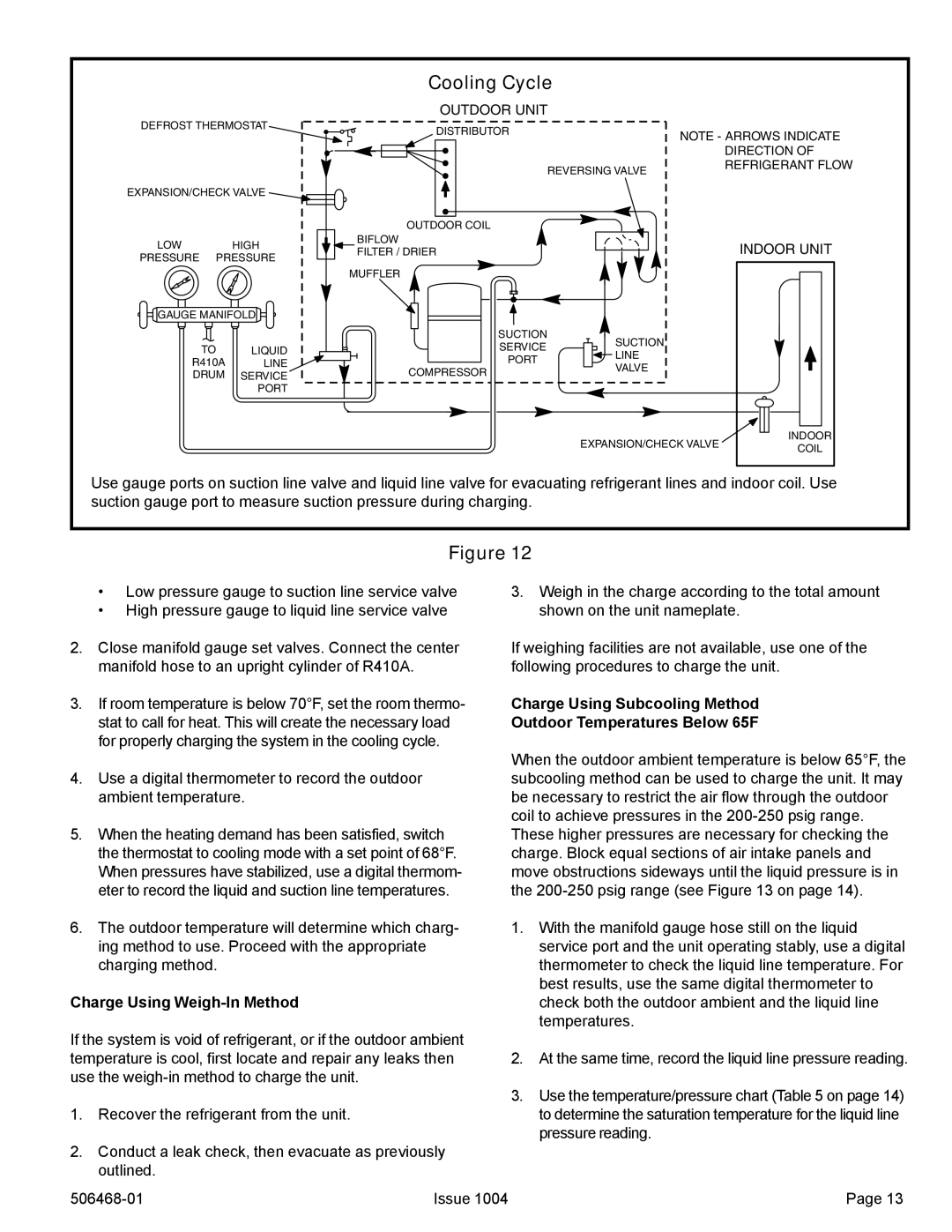 Allied Air Enterprises 4HP16LT manual Cooling Cycle, Charge Using Weigh-In Method 