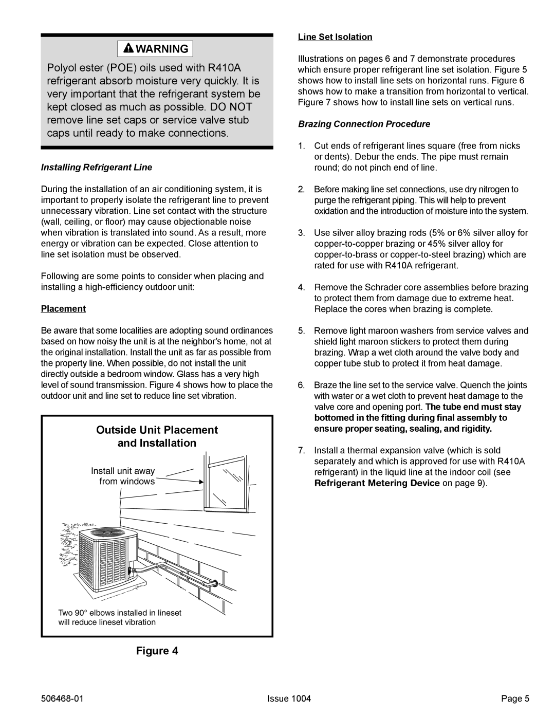 Allied Air Enterprises 4HP16LT manual Outside Unit Placement Installation, Installing Refrigerant Line 