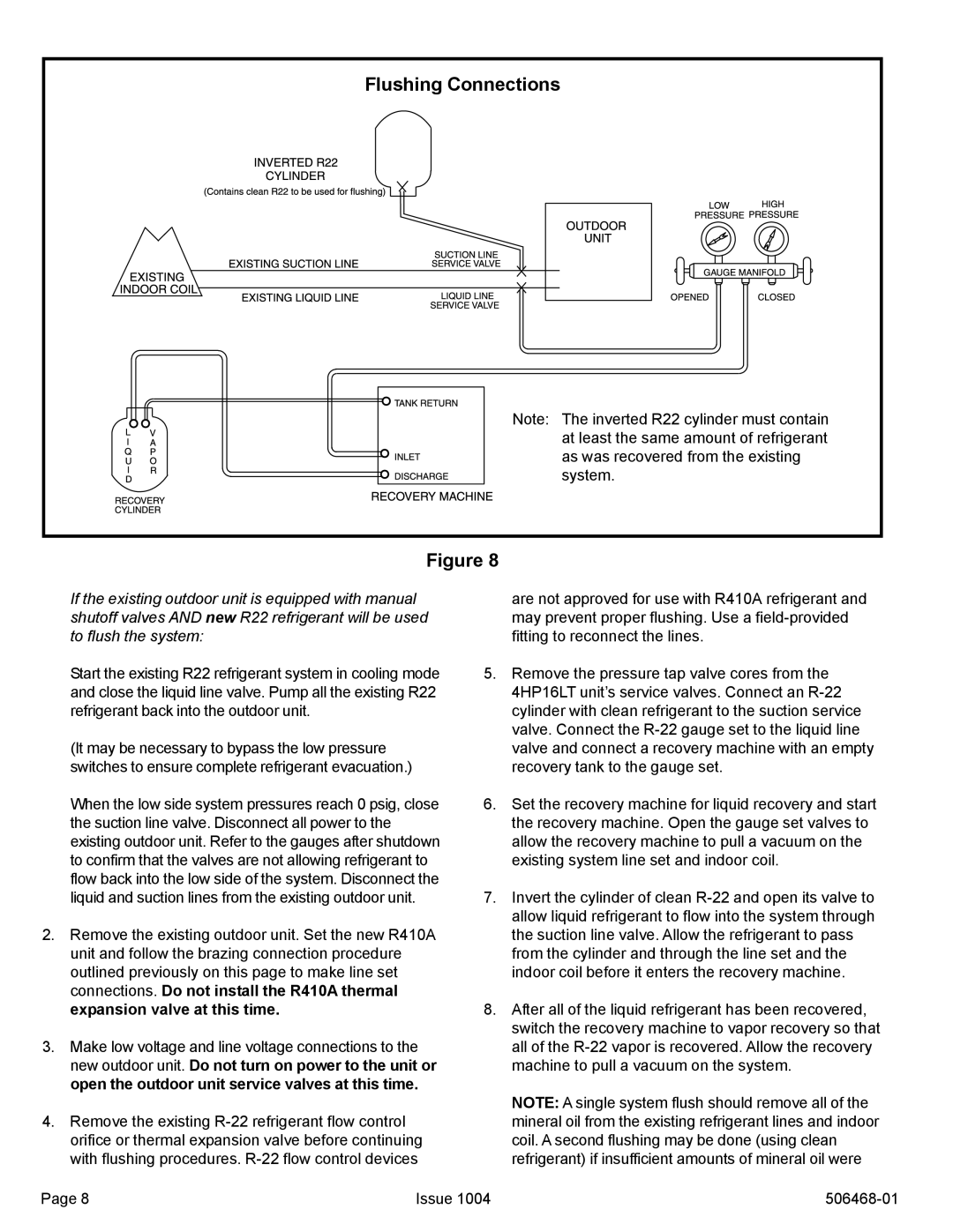 Allied Air Enterprises 4HP16LT manual Flushing Connections 