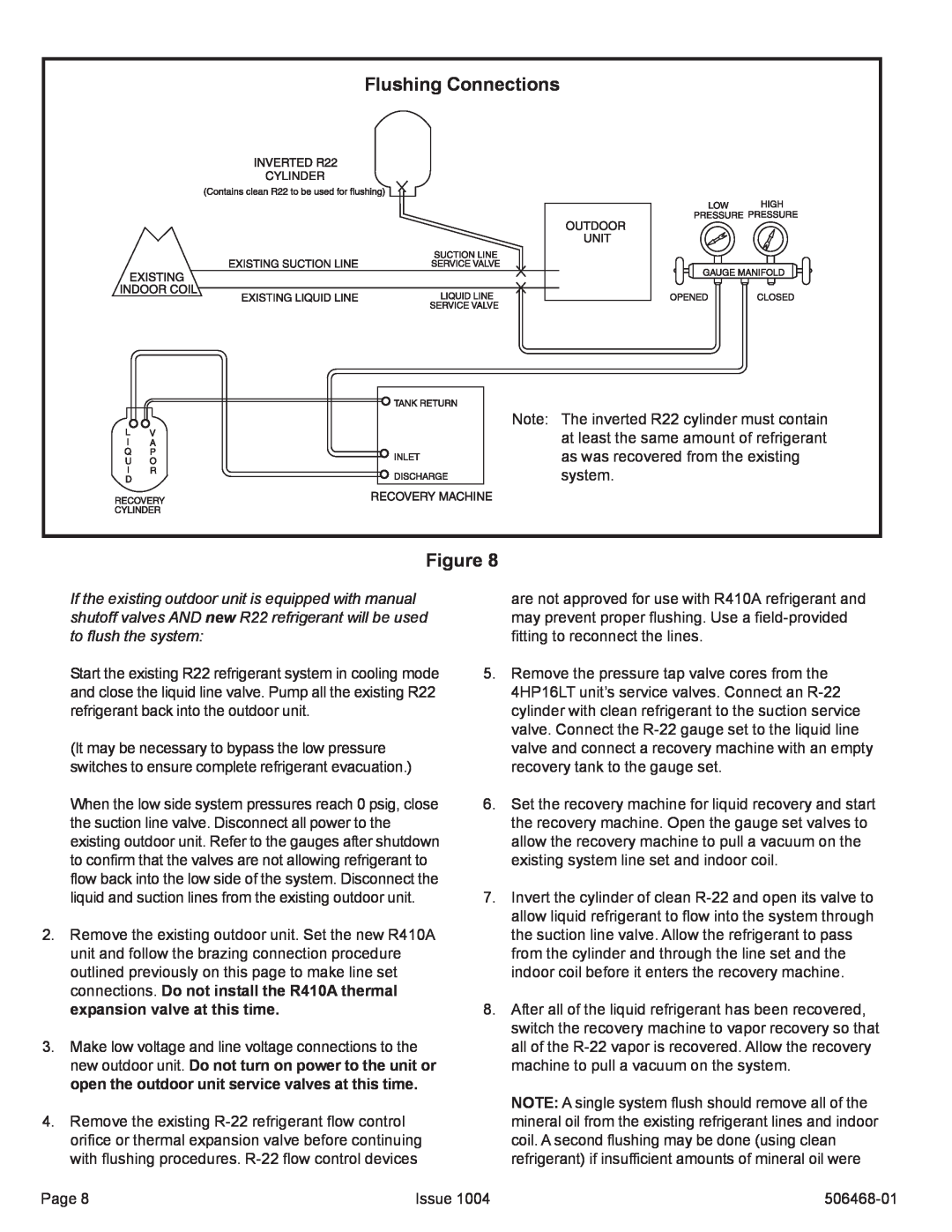 Allied Air Enterprises 4HP16LT manual Flushing Connections 