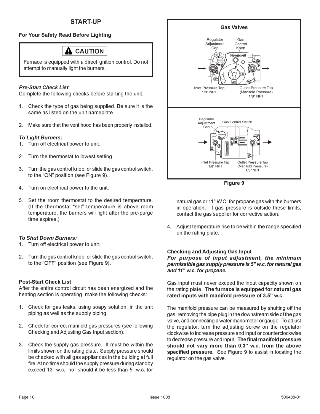 Allied Air Enterprises 4PGE manual Start-Up, Pre-Start Check List, To Light Burners, To Shut Down Burners 