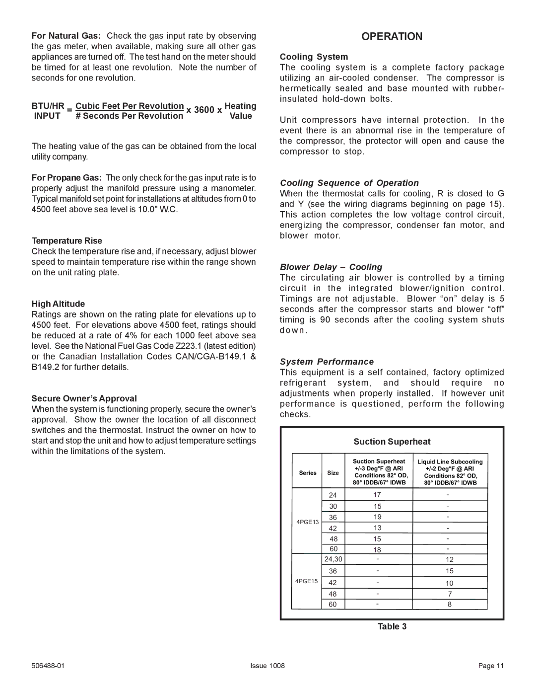 Allied Air Enterprises 4PGE manual Cooling Sequence of Operation, Blower Delay Cooling, System Performance 