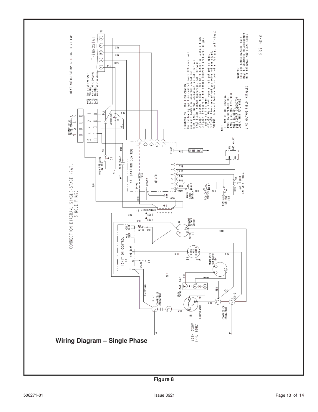 Allied Air Enterprises 506271-01 installation instructions Wiring Diagram Single Phase 