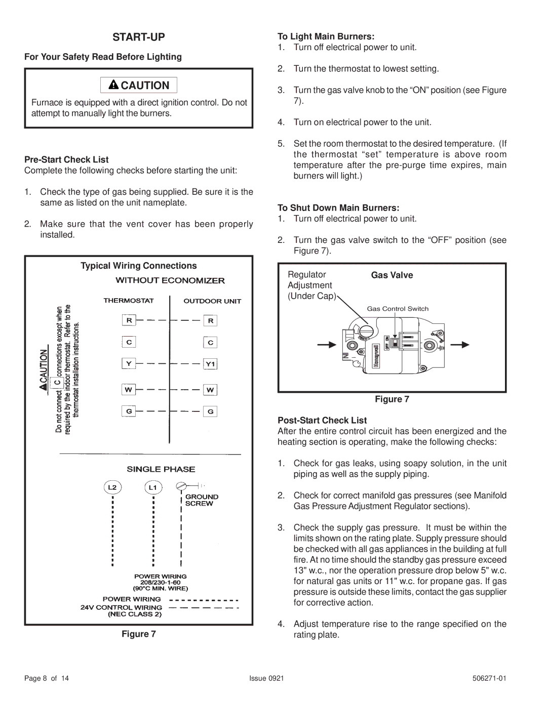 Allied Air Enterprises 506271-01 installation instructions Start-Up 